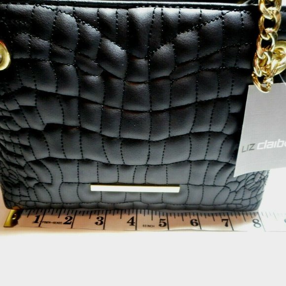 LIZ CLAIBORNE Black / Gold Mini Shopper Shoulder Handbag Purse - Picture 2 of 4